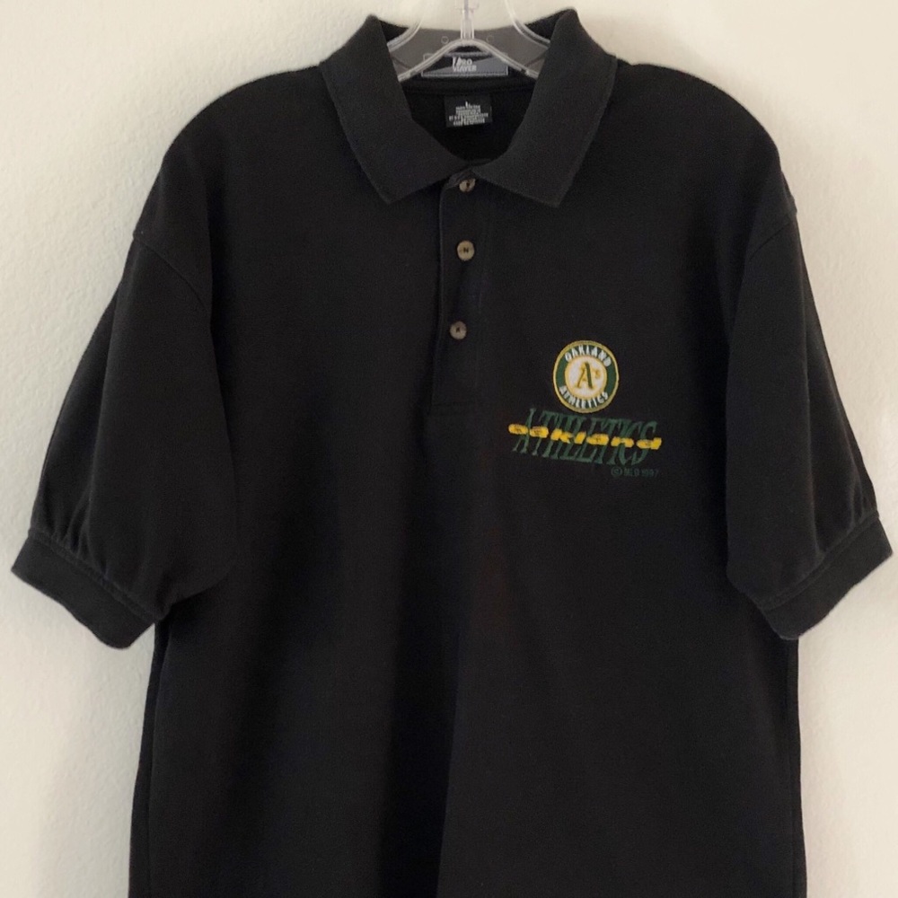 MLB Oakland Athletics Black Polo Size Large